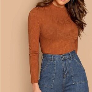 NWOT SHEIN Mock Neck LS Top